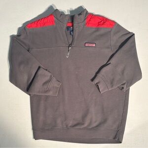 Vineyard Vines Gray and Red Zip-Up Sweater